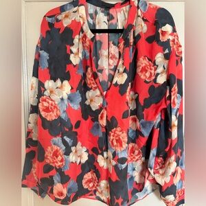 J CREW COLLECTION Floral 100% silk blouse size 16 NWOT gorgeous!